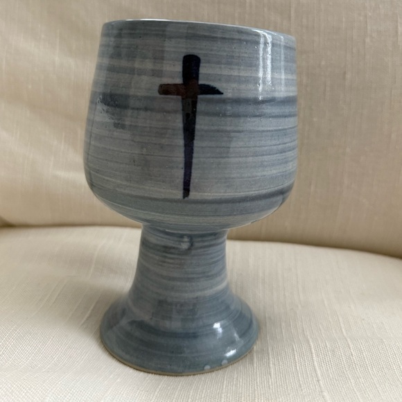 Louisville Stoneware Blue Cross Goblet Chalice - Picture 2 of 5